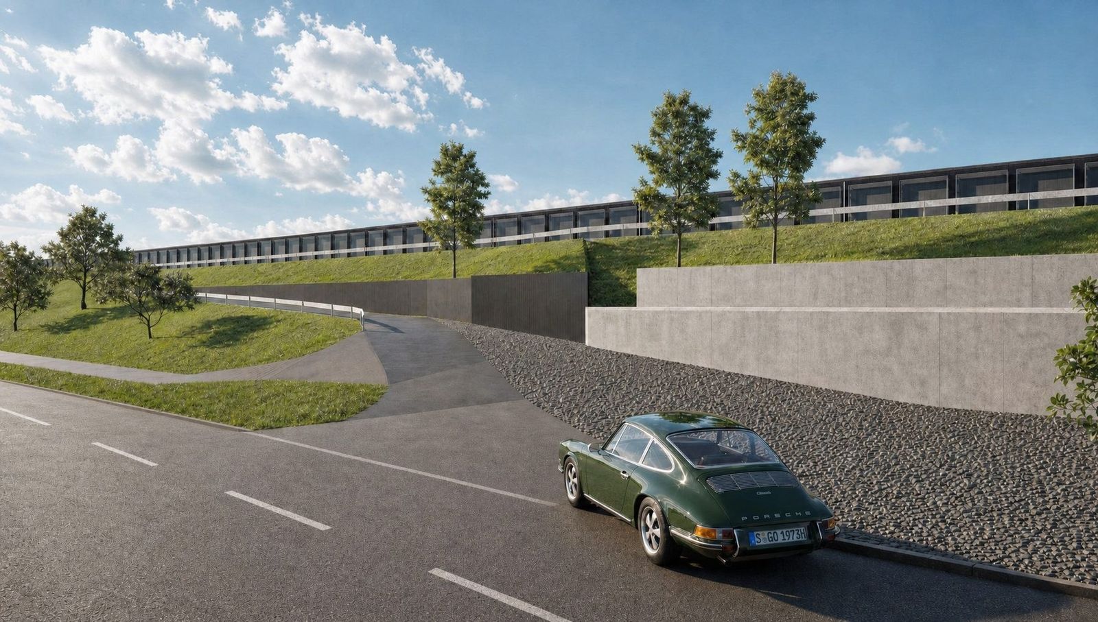 Eigene Auf- und Abfahrt der Garagenanlage direkt an der Bundesstraße B27